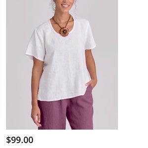 White FLAX linen white t-shirt